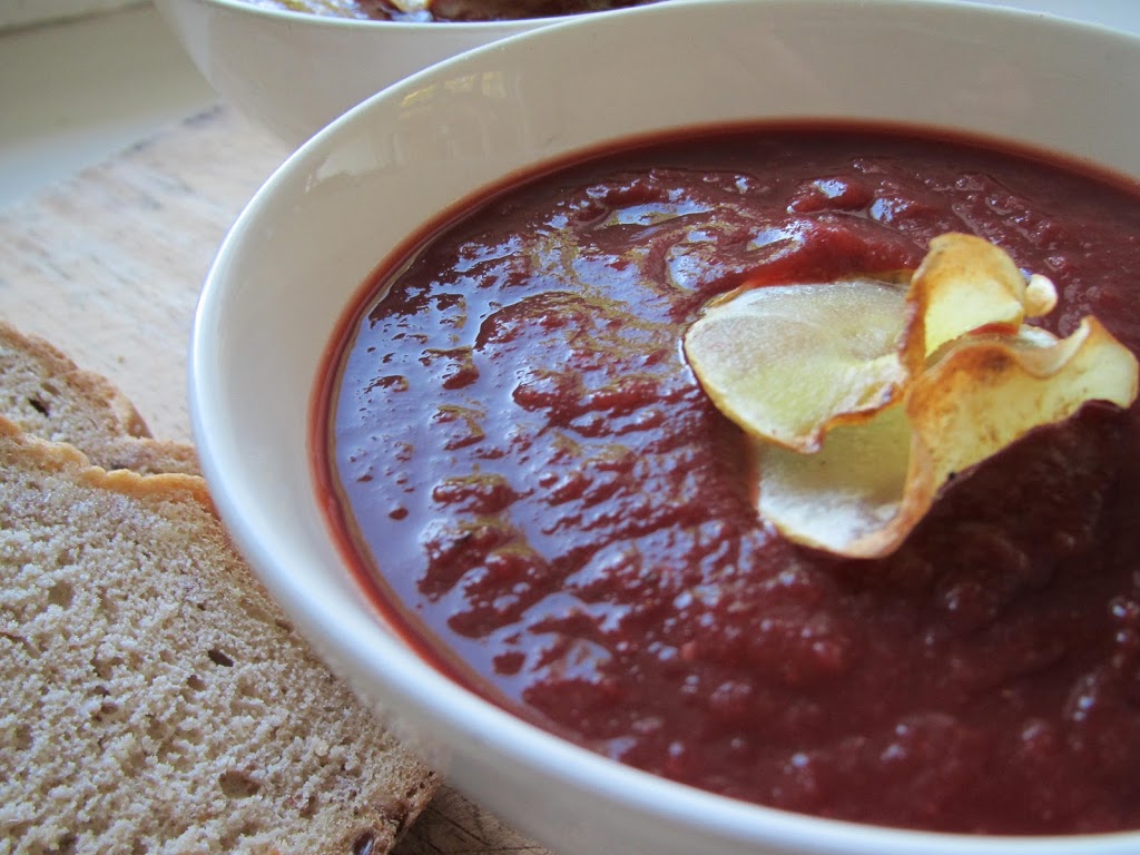 How to make a warming bowl of beetroot & mustard soup with parsnip crisps.
